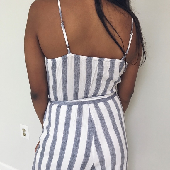 NWT Navy + White Striped Jumpsuit - Picture 5 of 6